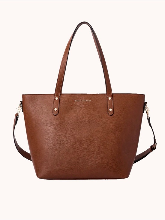 Poppy & Peonies Handbags - Poppy & Peonies Brown Leather go-getter Laptop Tote